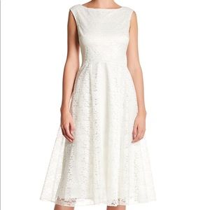 Yellow lace midi dress fit & flare vintage pinup